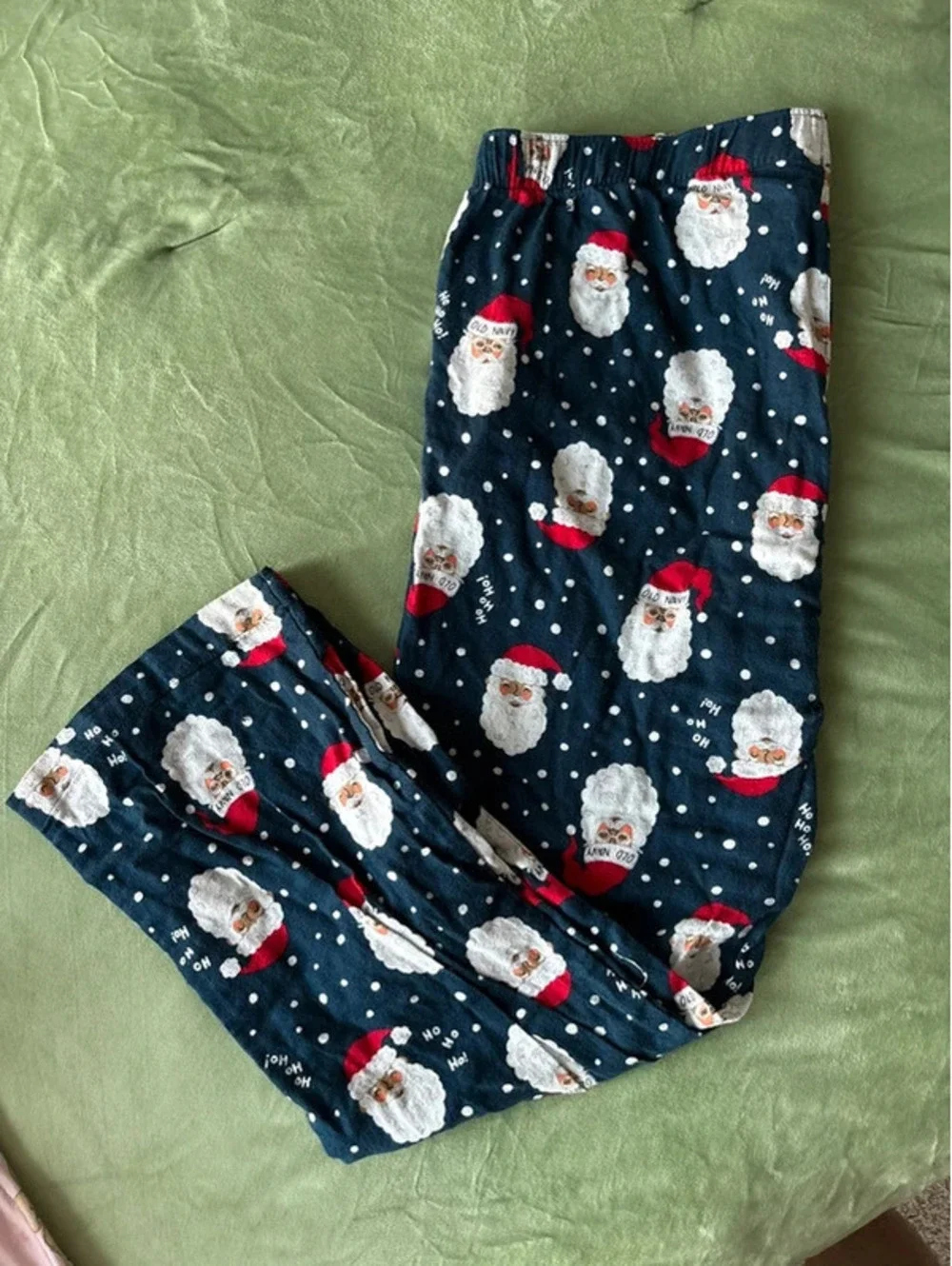 Old Navy Match the Fam Santa Print Flannel Pajama Pants, Navy, Men's/Unisex XL